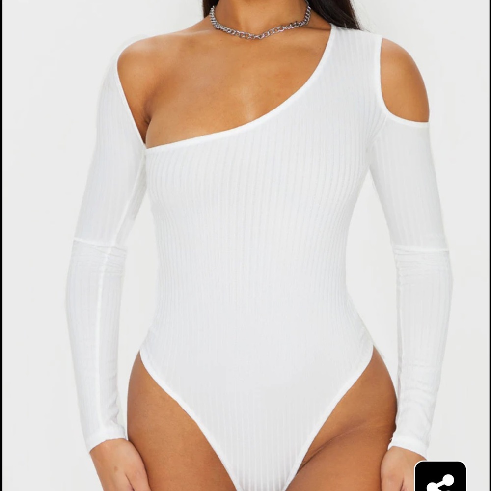 Cream Rib Cut Out Long Sleeve Bodysuit